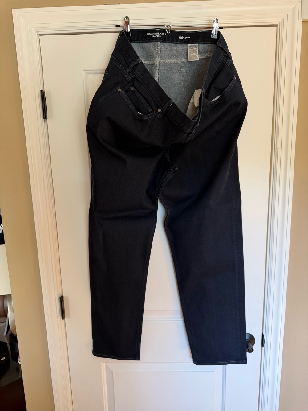 Banana Republic Men's Traveler Tapered Fit Jeans - Dark Blue Denim